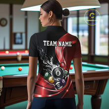 Load image into Gallery viewer, Custom Black And Red Flame Billiard Women Polo Shirts, Billiard Team Jerseys IPHW11343
