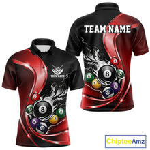 Load image into Gallery viewer, Custom Black And Red Flame Billiard Men Polo Shirts, Billiard Team Jerseys IPHW11343