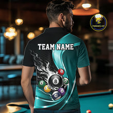 Load image into Gallery viewer, Custom Black And Blue Flame Billiard Men Polo Shirts, Billiard Team Jerseys IPHW11344