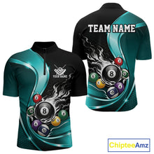 Load image into Gallery viewer, Custom Black And Blue Flame Billiard Men Quarter-Zip Shirts, Billiard Team Jerseys IPHW11344