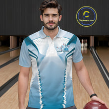 Load image into Gallery viewer, Custom Blue Bowling Team Jerseys, Bowling Uniform Bowling League Polo Shirts For Men IPHW9935