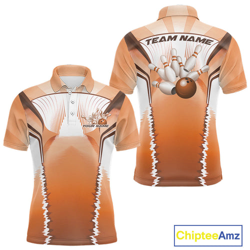 Custom Orange Bowling Team Jerseys, Bowling Uniform Bowling League Polo Shirts For Men IPHW9937