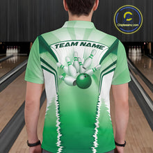 Load image into Gallery viewer, Custom Green Bowling Team Jerseys, Bowling Uniform Bowling League Polo Shirts For Men IPHW9938