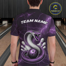 Load image into Gallery viewer, Custom Purple Lightning Cobra Bowling Men Polo Shirt, Bowling Tournament Team Shirt IPHW11078