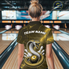Load image into Gallery viewer, Custom Yellow Lightning Cobra Bowling Women Polo Shirt, Bowling Tournament Team Shirt IPHW11079