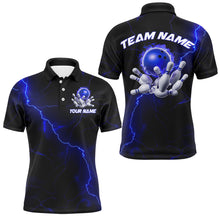 Load image into Gallery viewer, Blue Thunder Lightning Flame Bowling Ball Custom Bowling Team Shirts For Men And Women Bowlers IPHW6716