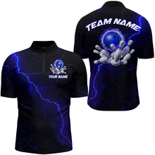 Load image into Gallery viewer, Blue Thunder Lightning Flame Bowling Ball Custom Bowling Team Shirts For Men And Women Bowlers IPHW6716