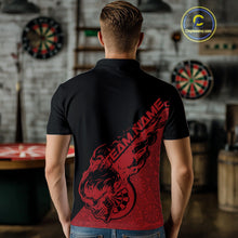 Load image into Gallery viewer, Custom Red Flame Skull Dartboard Dart Men Polo Shirt, Halloween Dart Team Outfit IPHW9942