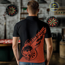 Load image into Gallery viewer, Custom Orange Flame Skull Dartboard Dart Men Polo Shirt, Halloween Dart Team Outfit IPHW9943
