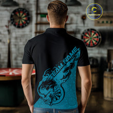 Load image into Gallery viewer, Custom Blue Flame Skull Dartboard Dart Men Polo Shirt, Halloween Dart Team Outfit IPHW9944