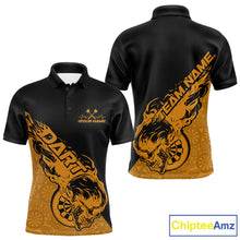 Load image into Gallery viewer, Custom Yellow Flame Skull Dartboard Dart Men Polo Shirt, Halloween Dart Team Outfit IPHW9947