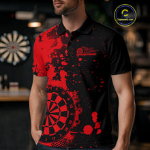 Load image into Gallery viewer, Custom Black And Red Splatter Dartboard Dart Polo Shirt For Men, Grunge Dart Team Jerseys IPHW9956
