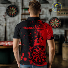 Load image into Gallery viewer, Custom Black And Red Splatter Dartboard Dart Polo Shirt For Men, Grunge Dart Team Jerseys IPHW9956