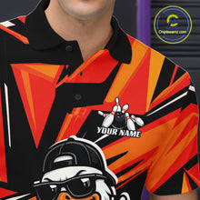 Load image into Gallery viewer, Custom Funny White Duck Bowling Team Men Polo Shirt, Orange Duck Bowling Jerseys IPHW11118
