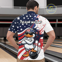 Load image into Gallery viewer, Custom Patriotic Funny White Duck Bowling Men Quarter-Zip Shirt, US Flag Bowling Jerseys IPHW11121
