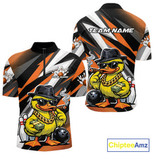 Load image into Gallery viewer, Custom Funny Yellow Boss Duck Bowling Men Quarter-Zip Shirt, Cool Duck Bowling Team Jerseys IPHW11124