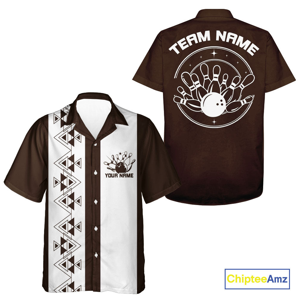 Custom Vintage Retro Style Tribal Bowling Team Hawaiian Shirts, Bowlers Outfit IPHW10082