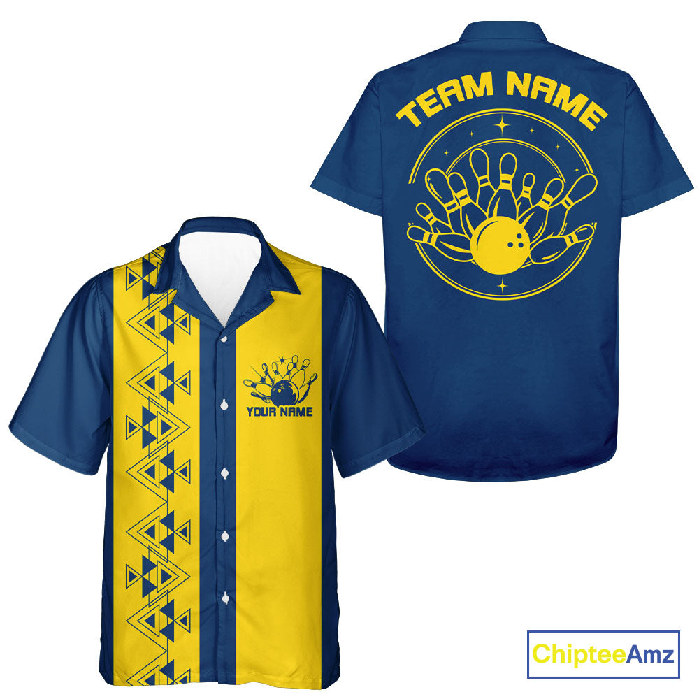 Custom Vintage Retro Style Tribal Bowling Team Hawaiian Shirts, Bowlers Outfit IPHW10082