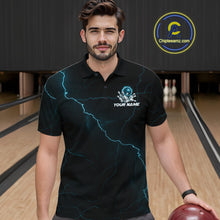 Load image into Gallery viewer, Custom Blue Thunder Lightning Flame Bowling Ball Men Bowling Team Shirt Bowler Outfit IPHW10674