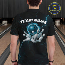 Load image into Gallery viewer, Custom Blue Thunder Lightning Flame Bowling Ball Men Bowling Team Shirt Bowler Outfit IPHW10674