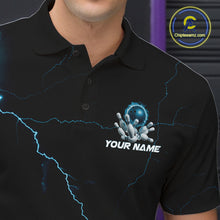 Load image into Gallery viewer, Custom Blue Thunder Lightning Flame Bowling Ball Men Bowling Team Shirt Bowler Outfit IPHW10674