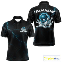 Load image into Gallery viewer, Custom Blue Thunder Lightning Flame Bowling Ball Men Bowling Team Shirt Bowler Outfit IPHW10674