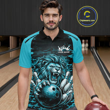 Load image into Gallery viewer, Custom Orange Camo Lion Bowling Men Polo Shirt, Lion Bowling Team League Shirt IPHW10369