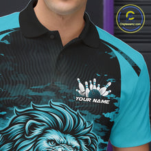 Load image into Gallery viewer, Custom Orange Camo Lion Bowling Men Polo Shirt, Lion Bowling Team League Shirt IPHW10369