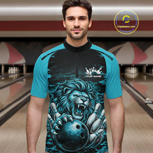 Load image into Gallery viewer, Custom Orange Camo Lion Bowling Men Quarter-Zip Shirt, Lion Bowling Team League Shirt IPHW10369