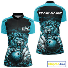Load image into Gallery viewer, Custom Orange Camo Lion Bowling Women Quarter-Zip Shirt, Lion Bowling Team League Shirt IPHW10369