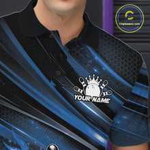 Load image into Gallery viewer, Custom Blue Fire Flame Bowling Team Men Polo Shirt, Bowling League Shirt IPHW11186