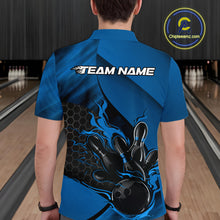 Load image into Gallery viewer, Custom Blue Flame Bowling Team Men Polo Shirt, Bowling League Shirt Bowler Outfits IPHW11191