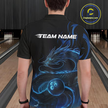 Load image into Gallery viewer, Custom Blue Tribal Flame Dragon Bowlin Team Men Polo Shirt, Dragon Bowling Jerseys IPHW10229
