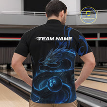Load image into Gallery viewer, Custom Blue Tribal Flame Dragon Bowlin Team Men Quarter-Zip Shirt, Dragon Bowling Jerseys IPHW10229