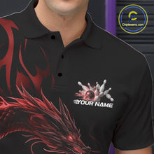 Load image into Gallery viewer, Custom Red Tribal Flame Dragon Bowlin Team Men Polo Shirt, Dragon Bowling Jerseys IPHW10230