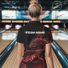 Load image into Gallery viewer, Custom Red Tribal Flame Dragon Bowlin Team Women Polo Shirt, Dragon Bowling Jerseys IPHW10230