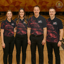 Load image into Gallery viewer, Custom Red Tribal Flame Dragon Bowlin Team Men Polo Shirt, Dragon Bowling Jerseys IPHW10230