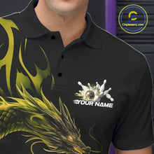 Load image into Gallery viewer, Custom Gold Tribal Flame Dragon Bowlin Team Men Polo Shirt, Dragon Bowling Jerseys IPHW10232