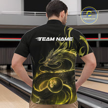 Load image into Gallery viewer, Custom Gold Tribal Flame Dragon Bowlin Team Men Quarter-Zip Shirt, Dragon Bowling Jerseys IPHW10232