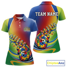 Load image into Gallery viewer, Custom Colorful Puzzles Autism Awareness Bowling Women Polo Shirt, Autism Acceptance Shirt IPHW11204