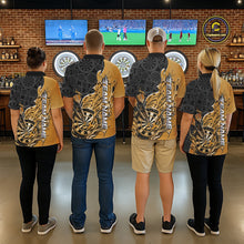 Load image into Gallery viewer, Custom Black And Yellow Flame Dartboard Dart Jerseys, Dartboard Pattern Darts Tournament Team Shirts IPHW10416