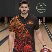 Load image into Gallery viewer, Custom Red Orange Polynesian Tribal Turtle Bowling Men Polo Team Shirts Outfit IPHW10981