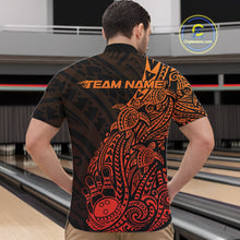 Load image into Gallery viewer, Custom Red Orange Polynesian Tribal Turtle Bowling Men Quarter-Zip Team Shirts Outfit IPHW10981