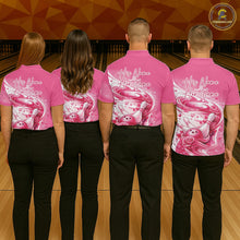 Load image into Gallery viewer, Custom Pink Heart Valentine Bowling Couples Shirt, Heart And Roses Bowling Husband And Wife Gifts With Name IPHW10518