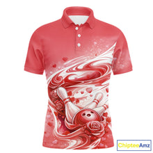 Load image into Gallery viewer, Custom Red Heart Valentine Bowling Couples Shirt, Heart And Roses Bowling Husband And Wife Gifts With Name IPHW10519