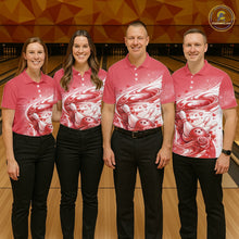Load image into Gallery viewer, Custom Red Heart Valentine Bowling Couples Shirt, Heart And Roses Bowling Husband And Wife Gifts With Name IPHW10519