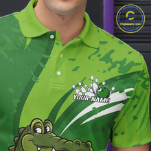 Load image into Gallery viewer, Custom Funny Alligator Bowling Tournament Team Jerseys, Alligator Bowling Men Polo Shirt IPHW9925
