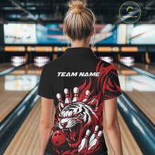 Load image into Gallery viewer, Custom Black And Red Tiger Women Bowling Jerseys, Tiger Bowling Team League Shirt IPHW10160