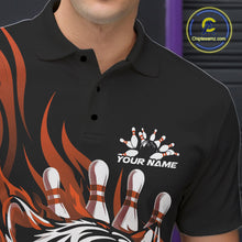 Load image into Gallery viewer, Custom Black And Orange Tiger Men Bowling Jerseys, Tiger Bowling Team League Shirt IPHW10162