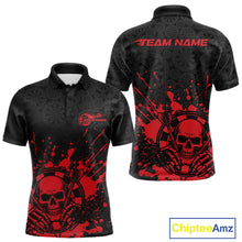 Load image into Gallery viewer, Custom Black And Red Splatter Dart Skull Men Polo Shirt, Dart Bone Halloween Team Jerseys IPHW9948